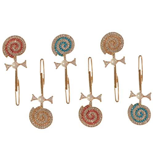 TOPPERFUN 6 Stück Rhinestone Haarklammern Süße Lollipop Haarspangen mit Perlen für Damen Stylisches Haarschmuck Rosa Champagner und Blau für Hochzeiten und Besondere Anlässe von TOPPERFUN