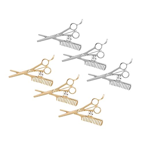 TOPPERFUN 6 Stück Teiliges Glänzende Broschen für Anzüge Stilvolle Haarschneider Accessoires Gold und Silber für Friseure und Besondere Anlässe von TOPPERFUN