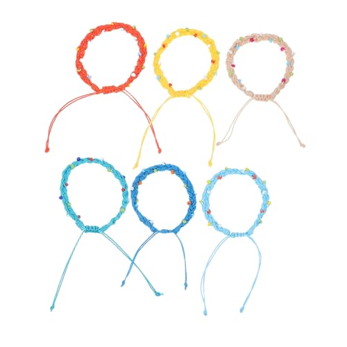 TOPPERFUN 6 Stück Teiliges Handgefertigte Armbänder Wachs Schnur Verstellbare Geflochtene Freundschaftsarmbänder mit Perlen Boho Schmuck für Outdoor Aktivitäten und Partys von TOPPERFUN