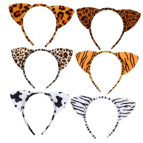 TOPPERFUN 6 Stück Teiliges Katzenohren Haarreif für Tierohren Kopfbedeckung für Cosplay Halloween und Partys Niedliche Accessoires für Mädchen Vielseitig und Leicht zu Tragen von TOPPERFUN