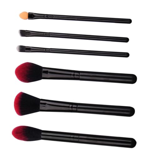 TOPPERFUN 6 Stück Teiliges Makeup Pinselset mit Roten Weichen Kunstfasern Multifunktional für Lidschatten und Puder Kompakt und Langlebig für Reisen Professionelle Anwendung und Alltag von TOPPERFUN