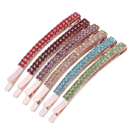 TOPPERFUN 6 Stück Teiliges Strass Haarschmuck Haarspangen mit Doppelreihe Glitzersteinen Elegante Seitenclips für Frauen und Mädchen Festlicher Haarschmuck für Hochzeit Party Alltag von TOPPERFUN