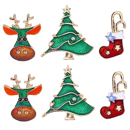 TOPPERFUN 6 Stück Teiliges Weihnachtsbaum Brosche mit Frauenaccessoires für Festliche Anlässe für Weihnachten Modisches Statement von TOPPERFUN