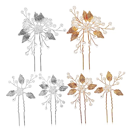 TOPPERFUN 6stücke Perlen Haarspangen Mit Strasssteinen Blattdesign Haarnadeln Für Frauen Hochzeits-kopfschmuck Passend Für Verschiedene Frisuren Und Anlässe TOPPERFUN 6stücke Perlen Haarspangen Mit Strasssteinen Blattdesign Haarnadeln Für Frauen Hochzeits-kopfschmuck Passend Für Verschiedene Frisuren Und Anlässe von TOPPERFUN