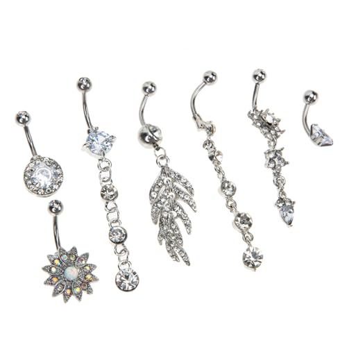 TOPPERFUN 7 Stück Teiliges Bauchnabelpiercing Set mit Damen Nabelring Schmuck Langlebig und Hautfreundlich für Stilvolle und Ausdrücke von TOPPERFUN