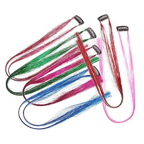 TOPPERFUN 7stücke Haar Lametta Stränge Glitzernde Feen-lametta-haarverlängerungen Farbige Haarverlängerung Lametta Feenhaar Glitzersträhnen Fürs Haar von TOPPERFUN