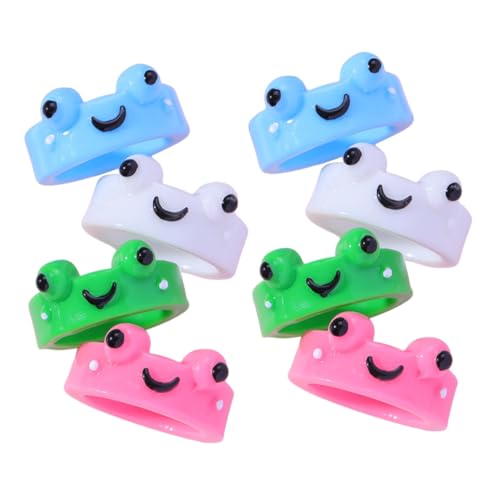 TOPPERFUN 8 Stück Teiliges Resin Frosch Ringe Damen Süße Tier Schmuck Dekorative Fingerringe Farblich Sortiert Modisch Angenehm zu Tragen Zufällige Farbe Zufällige Farbe von TOPPERFUN