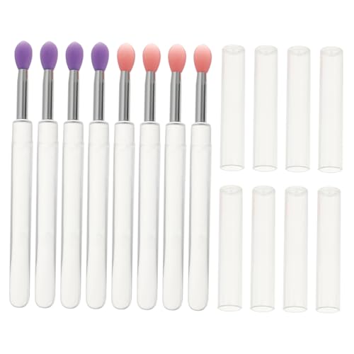 TOPPERFUN 8 Stück Teiliges Silikonbasierte Lippen Lidschatten applikatoren mit Transparentem Deckel Wiederverwendbare Leichte Make up Pinsel für Präzises Auftragen von Lippenmasken und von TOPPERFUN