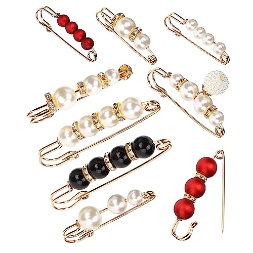 TOPPERFUN 9 Stück Teiliges Cardigan Clips mit Perlen Schal und Kragenclips für Damen Sicherer Halt und Broschen zum Fixieren von Pullovern Schals und Kleidung Leicht und Langlebig von TOPPERFUN