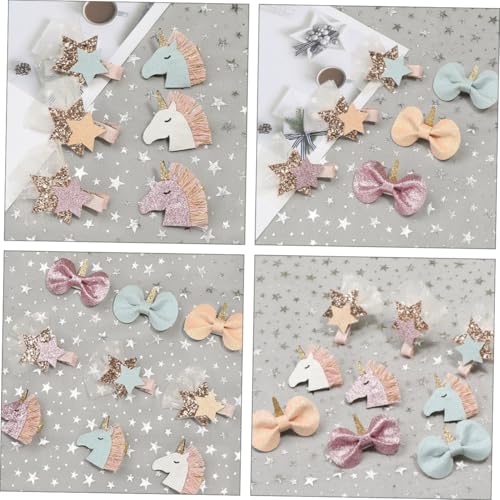 TOPPERFUN 9 Stück Teiliges Haarspangen mit Einhorn Schmetterling Sternen Glitzernde Haarklammern Kreative Cartoon Haarclips für Mädchen Party Alltag Schonend für Zartes Kinderhaar von TOPPERFUN