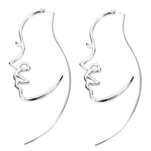 TOPPERFUN Abstrakte Ohrstecker Damen Gesicht Ohrschmuck Silber Persönlichkeit Ohrringe Modisch Vielseitig für Party Alltag Hochzeit von TOPPERFUN