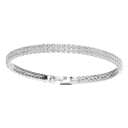 TOPPERFUN Armband mit Funkelnden Zirkonsteinen Doppelte Reihe Strass Leichte Legierung Eleganter Modeschmuck für Party und Alltag Geeignet für Mädchen und Jungen von TOPPERFUN
