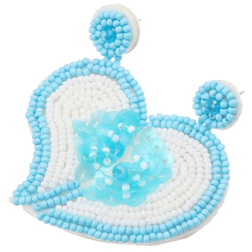 TOPPERFUN Asymmetrische Herz Ohrringe Handgefertigt mit Perlen Baumelnde Damen Ohrhänger für Strand Geburtstag Hochzeit und Valentinstag Leichter Boho Schmuck für Frauen und Mädchen von TOPPERFUN