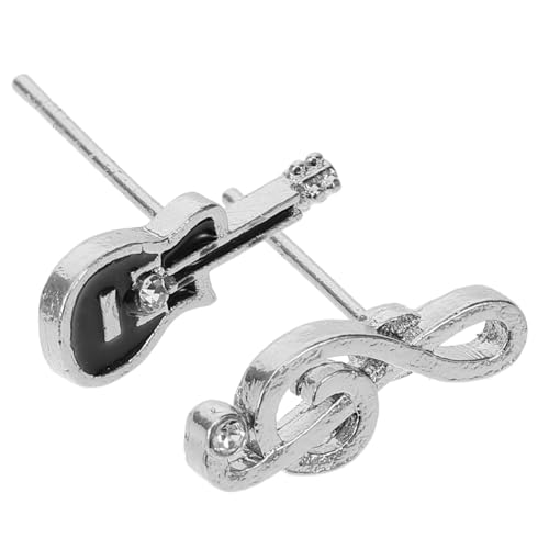 TOPPERFUN Asymmetrische Musik Ohrstecker mit Mikrofon Anhänger Filigranes Design Modische Dangle Earrings für Damen Geschenk für Musikliebhaber Vielseitig Kombinierbar zu Alltag und Festen von TOPPERFUN