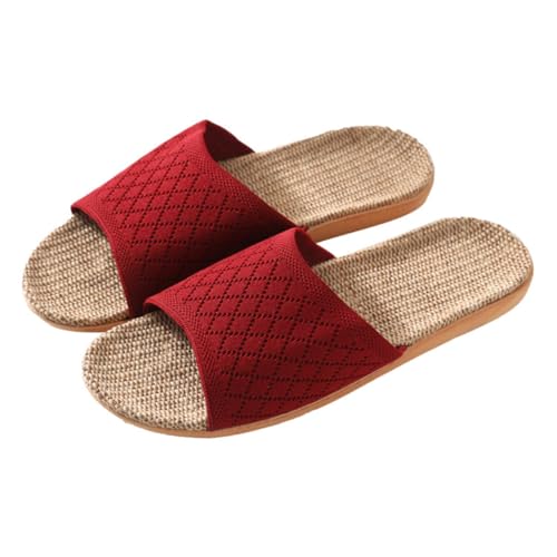 TOPPERFUN Atmungsaktive Leichte Strickstoff Hausschuhe mit Rutschfester Sohle Schlichte Indoor Slipper für Frühling und Sommer Bequeme Saugfähige Pantoletten für Damen und Herren von TOPPERFUN