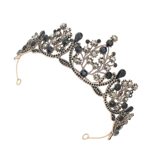 TOPPERFUN Barock Brautkrone Schwarz Vintage Tiara Hochzeit Haarschmuck Damen Geburtstagskronen Schmuck Accessoire von TOPPERFUN