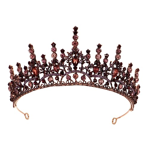 TOPPERFUN Barock Tiara Retro Vintage Krone Haarschmuck mit Strasssteinen für Halloween Kostüm Hochzeit Braut Party Fest von TOPPERFUN
