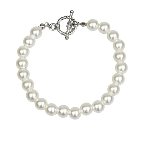 TOPPERFUN Barockstil Perlenarmband Damen Elegant Ansprechend Klassisch Weiß Handgefertigt Feine Verarbeitung für Alltag und Festlichkeiten Geschenk für Frauen und Freundinnen von TOPPERFUN
