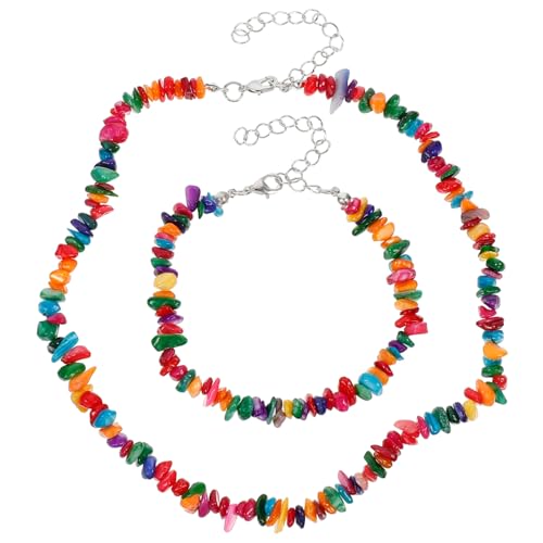 TOPPERFUN Beach Style Armband und Halskette Set für Damen Teiliges Set Natürlichen Schmuckstücke für Mädchen und Frauen für Strandurlaub und Festliche Anlässe von TOPPERFUN