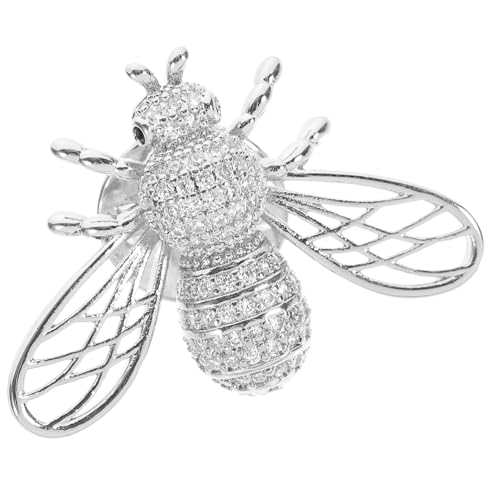 TOPPERFUN Biene Brosche Silberfarbene Zirkonia Anstecknadel Retro Insekten Motiv Modischer Schmuck für Damen Kleidung Accessoire Brustpin für Pullover Jacken von TOPPERFUN
