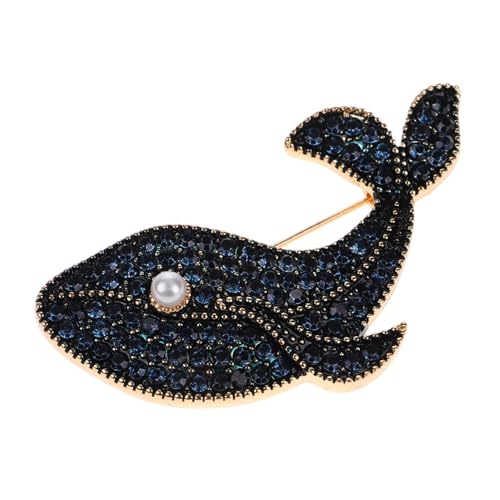 TOPPERFUN Blaue Walbrosche mit Strasssteinen Stilvolle Tierbrosche Anstecknadel für Damen Modisches Schmuckaccessoire Wiederverwendbar Sicher und Stabil für Schals und Kleidung von TOPPERFUN