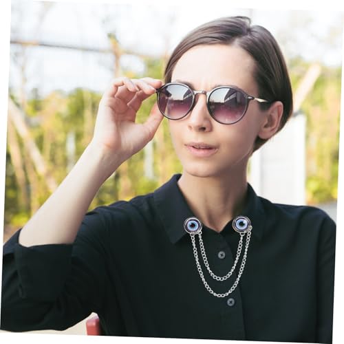 TOPPERFUN Blauer Augenbroschen anstecker mit Kettenclip für Herren Hemd Kragen Modische Brosche für Pullover und Strickjacke Eleganter Schmuckclip für Formelle und Lässige Kleidung von TOPPERFUN