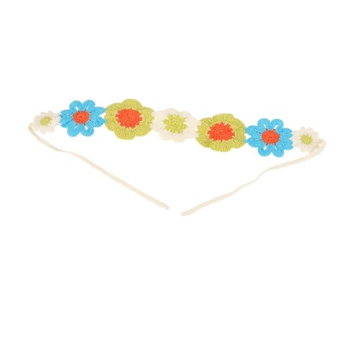 TOPPERFUN Blaues Häkel Stirnband mit Künstlichen Blumen Modisches Handgestricktes Baumwoll Bandana für Frauen Süßes Haaraccessoire für Alltag Party und Hochzeit Vielseitiger Haarschmuck von TOPPERFUN