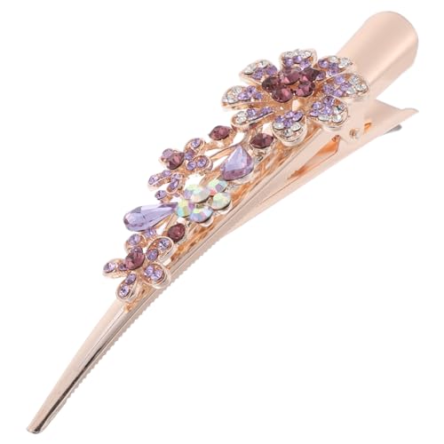 TOPPERFUN Blumen Haarklammer Metall mit Strassverzierung Dekorative Entenschnabel Haarspange für Damen Großer Floraler Haarschmuck Stilvoller Haargreifer für Party und Alltag von TOPPERFUN