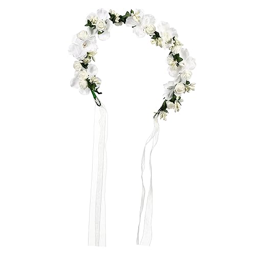 TOPPERFUN Blumenkranz Braut Haarschmuck Hochzeits Haarband Mit Kunstblumen Elegantes Und Leichtes Accessoire Für Strand Gartenfeiern Damen Kopfschmuck von TOPPERFUN
