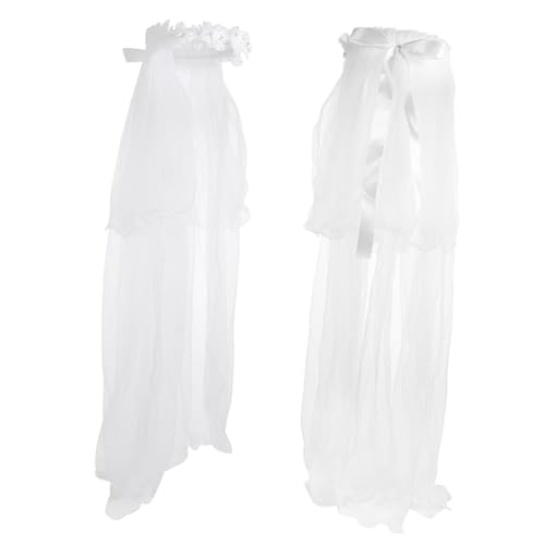 TOPPERFUN Blumiger Haarreif mit Schleier Eleganter Blumenkranz Haarschmuck für Mädchen Verstellbare Geeignet für Hochzeit Party Tanz und Festliche Anlässe von TOPPERFUN