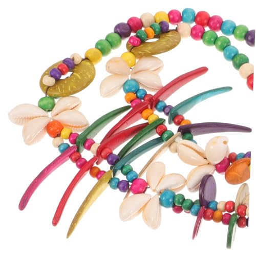 TOPPERFUN Boho Halskette Damen Lang Beach Necklace mit Bunten Kokosnussperlen Holzschmuck Allergiefrei Modischer Sommer Strandschmuck für Frauen und Mädchen von TOPPERFUN