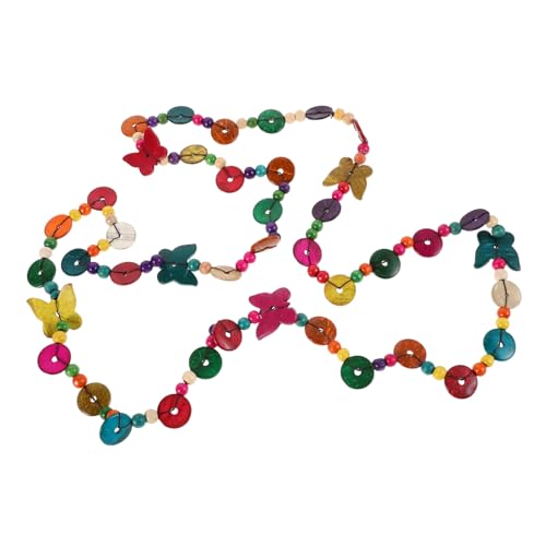 TOPPERFUN Boho Lange Holzperlenkette Damen Handgefertigt Doppellagig Verstellbar Sommer Schmuck Unisex Vielseitig Kombinierbar Holzchoker Statement Modeschmuck von TOPPERFUN