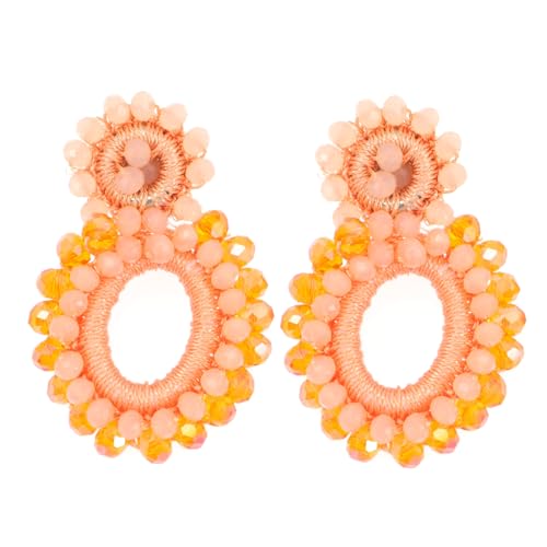 TOPPERFUN Boho Ohrringe Damen Handmade Beaded Drop Earrings Kreative Geometrische Tropfenform Sommer Ohrschmuck Elegant für Party Alltag Strand von TOPPERFUN