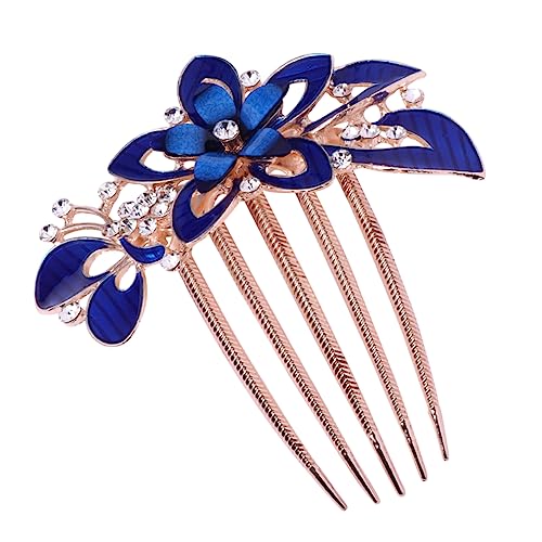 TOPPERFUN Braut Haarschmuck Mit Blumen Eleganter Haarkamm in Dunkelblau Für Hochzeiten Und Feste Delikates Kopfstück Für Frauen Einzigartiger Haarschmuck Hochwertiges Design Mit von TOPPERFUN