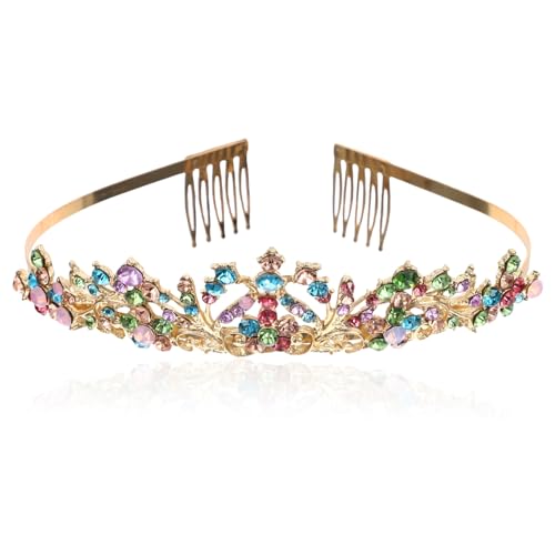 TOPPERFUN Brautkrone mit Funkelnden Kristallstrasssteinen Silberner Haarschmuck für Hochzeit Verstellbares Diadem für Braut und Brautjungfern Schimmerndes Prinzessin Haaraccessoire von TOPPERFUN