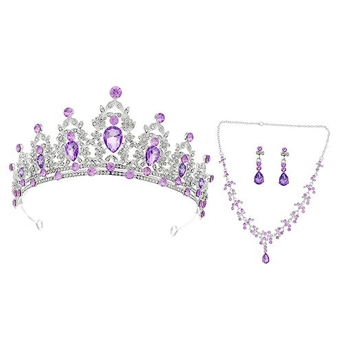 TOPPERFUN Brautschmuck Set Damen mit Funkelnder Strass Krone Halskette Ohrringe Leichtes Schmuckset für Hochzeit Abendveranstaltung und für Braut und Festliche Anlässe von TOPPERFUN