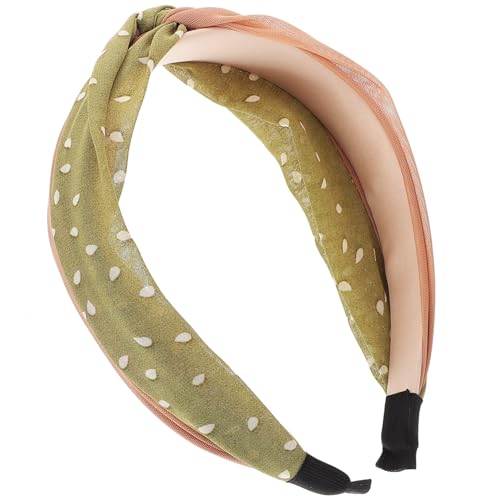 TOPPERFUN Breites Grünes Stoff Haarband mit Punkten Weiches Leichtes Damen Haarreif Druckfreier Rutschfester Haarschmuck für Geburtstag Party Alltag und Festliche Anlässe von TOPPERFUN