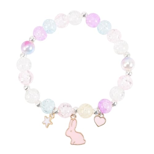 TOPPERFUN Niedliches Häschenarmband für Mädchen Kristallperlen Bettelarmband Langlebig und Farbenfroh für Geburtstage und Feiertage von TOPPERFUN