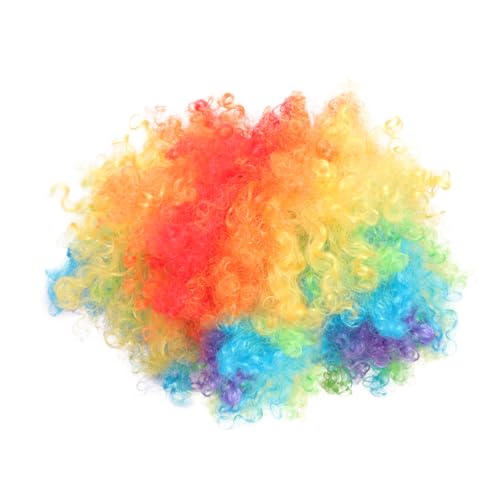 TOPPERFUN Bunte Clown Perücke Großes Kostüm Party Zubehör Leichte Afro Lockenperücke Für Karneval Halloween Bühnenaufführung Unisex von TOPPERFUN