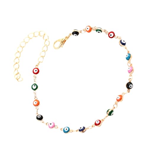TOPPERFUN Bunte Fußkette mit Augenanhänger Verstellbar Kreatives Strand accessoire Retro Knöchelarmband Damen Langlebige Schmuckkette Modisches Boho Fußkettchen von TOPPERFUN