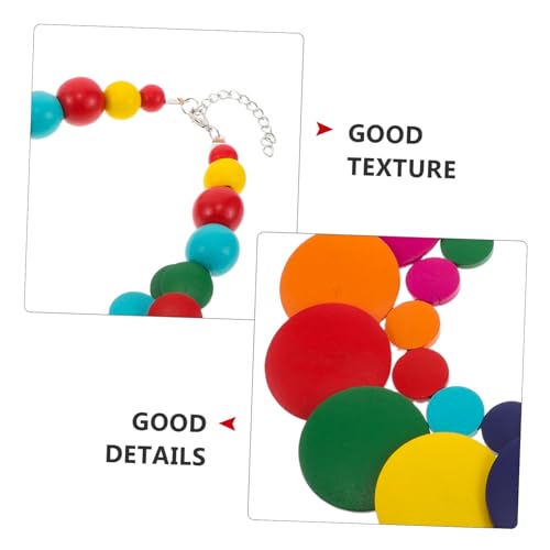 TOPPERFUN Bunte Mehrlagige Holzperlenkette Damen Boho Schmuck mit Afrikanischem Stil Geometrisches Design Farbenfrohe Halskette für Frauen und Mädchen Passend zu Valentinstag und Alltag von TOPPERFUN
