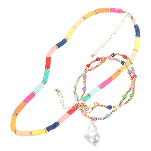 TOPPERFUN Bunte Perlen Halskette Damen Doppellagige Soft Kette Modisches Schmuckstück für Mädchen Legerer Look Vielseitige Halskette für Alltag und von TOPPERFUN