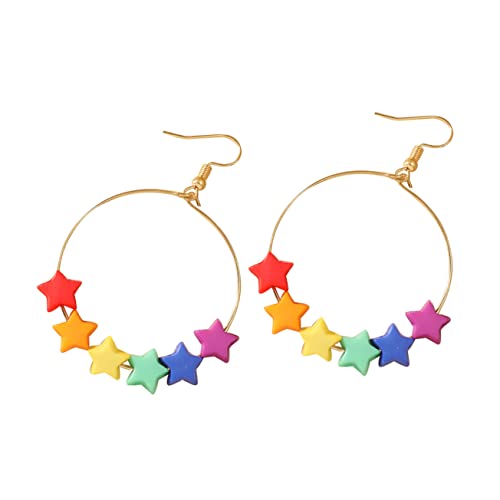 TOPPERFUN Bunte Stern Ohrringe für Damen Hängende Ohrschmuck mit Einzigartigem Design für für Alltag Partys und Besondere Anlässe von TOPPERFUN