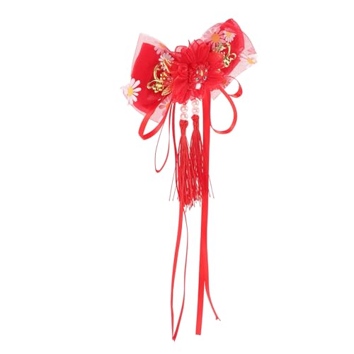 TOPPERFUN Chinesischer Haarschmuck mit Roten Quasten Eleganter Haarclip für Mädchen Festlicher Haarschmuck zum Chinesischen Neujahr Vielseitiger Haarklammer für Besondere Anlässe von TOPPERFUN