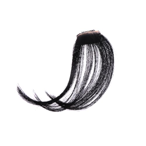 TOPPERFUN Clip in Luftfransen Haarteil für Damen Schwarze Fake Bangs Extensions für Alltag Partys und Cosplay Einfach Anzubringen mit Verstellbaren Clips von TOPPERFUN