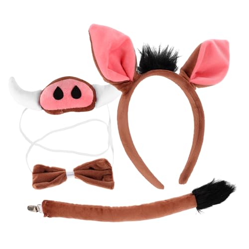 TOPPERFUN Cosplay Schwein Kostümset Mit Schweineohren Haarreif Schweinchen Nase Fliege Und Für Junge Mädchen Tierkostüm Zubehör Für Party Fasching von TOPPERFUN