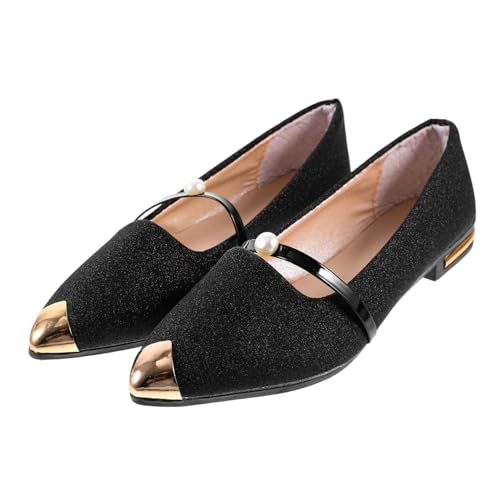 TOPPERFUN Damen Flache Pointed Toe Single Schuhe mit Perlenverzierung Modische Sommerschuhe für Schule Arbeit und Party Bequeme Flache Pumps in Nude zu Rock und Jeans TOPPERFUN Damen Flache Pointed Toe Single Schuhe mit Perlenverzierung Modische Sommerschuhe für Schule Arbeit und Party Bequeme Flache Pumps in Nude zu Rock und Jeans von TOPPERFUN