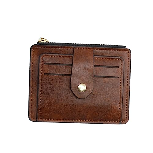 TOPPERFUN Damen Geldbörse PU Kartenetui mit Reißverschluss und Schnallenverschluss Multifunktionales Portemonnaie für Frauen für Büro Partys und Alltag Braun von TOPPERFUN