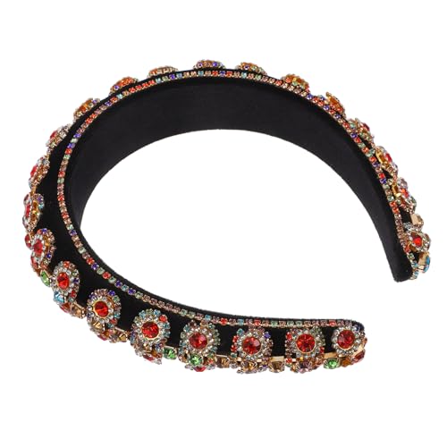 TOPPERFUN Damen Haarband mit Farbigen Strasssteinen Gepolstertes Barock Stirnband Modisches Haarschmuck Accessoire für Hochzeit Party und Festliche Anlässe Glänzend und Dekorativ von TOPPERFUN