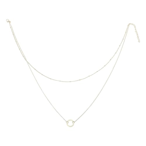 TOPPERFUN Damen Halskette Doppelreihig Mehrschichtiges Design Leichtes Clavicle Pendant Stilvoller Kreis Anhänger Schmuck für Mädchen Frauen Alltag von TOPPERFUN